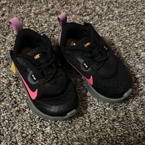 Nike Kids Black Sneakers with Pink and Yellow Accents